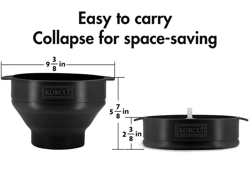 KORCCI The Original Korcci Microwaveable Silicone Popcorn Popper, BPA Free Microwave Popcorn Popper, Collapsible Microwave Popcorn Maker Bowl, Dishwasher Safe - Black - Image 3